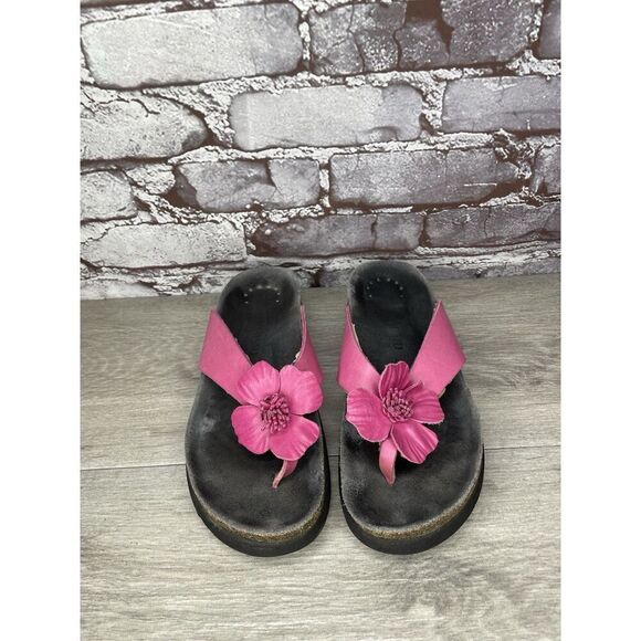 Mephisto Violette Pink Leather Rose Flower Thong Cork Sandals Women Sz 37EU/6.5M - Picture 16 of 16
